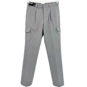 J. Ferrar Men's Regular Fit Stretch Pleated Gray Twill Cargo Pants 30x32 NWT $80